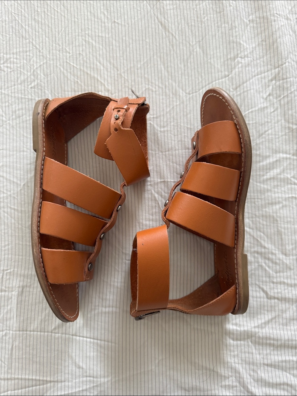 Madewell Tan Leather Strappy Gladiator Sandals